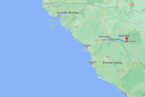 Map of Guinea with Mamou, Ouré-Kaba, Faranah